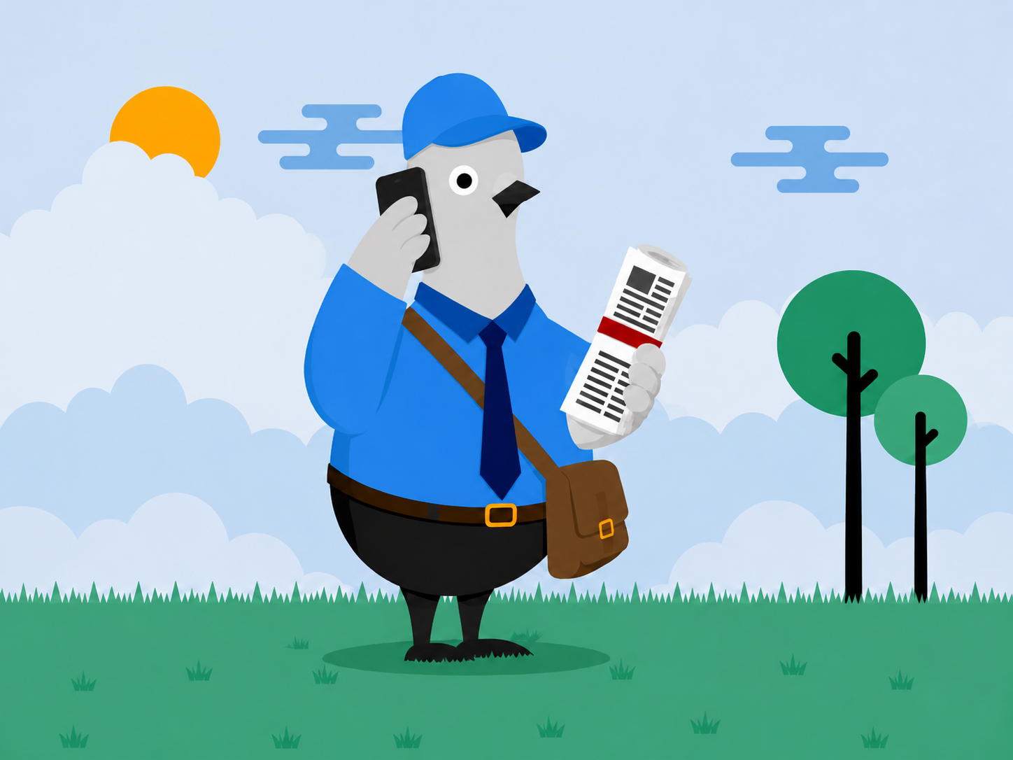Get Results PR messenger pigeon taking a call